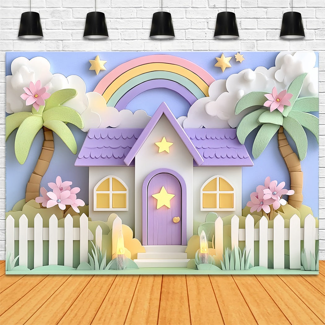 Newborn Cute Backdrop Pastel Rainbow Cottage Fantasy Newborn Photoshoot Backdrop UK CSH58-237