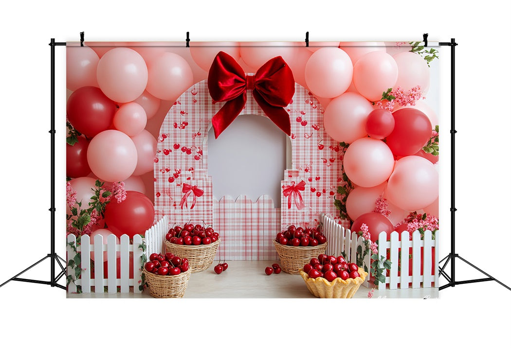 Children Cute Backdrop Cherry Balloon Basket Delight Newborn Photoshoot Backdrop UK CSH58-239