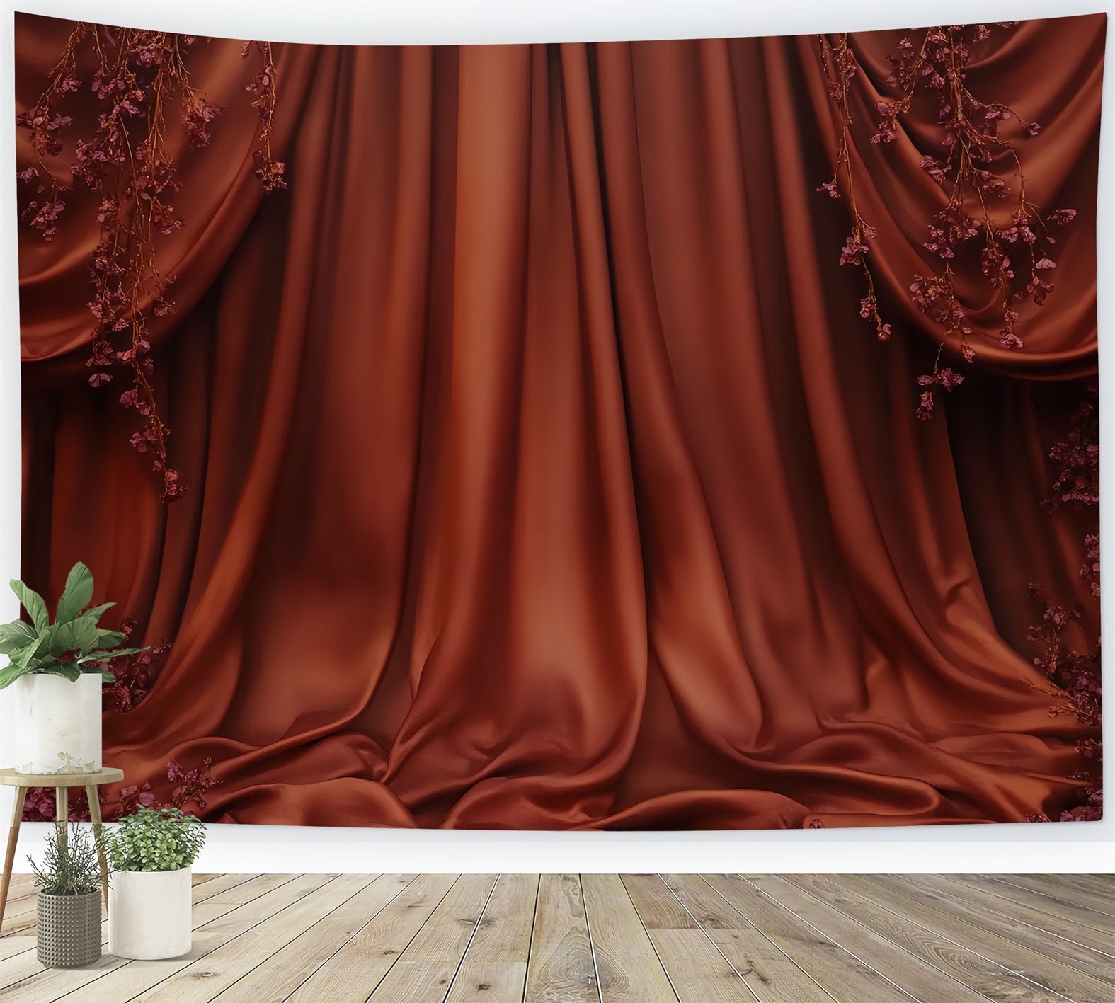 Sexy Backdrop Rustic Satin Drapery Blossoms Boudoir Backdrop Ideas UK CSH58-248