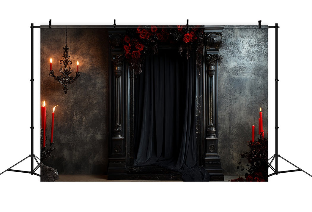 Sexy Boudoir Backdrop Gothic Black Candle Roses Boudoir Photo Backdrops UK CSH58-249