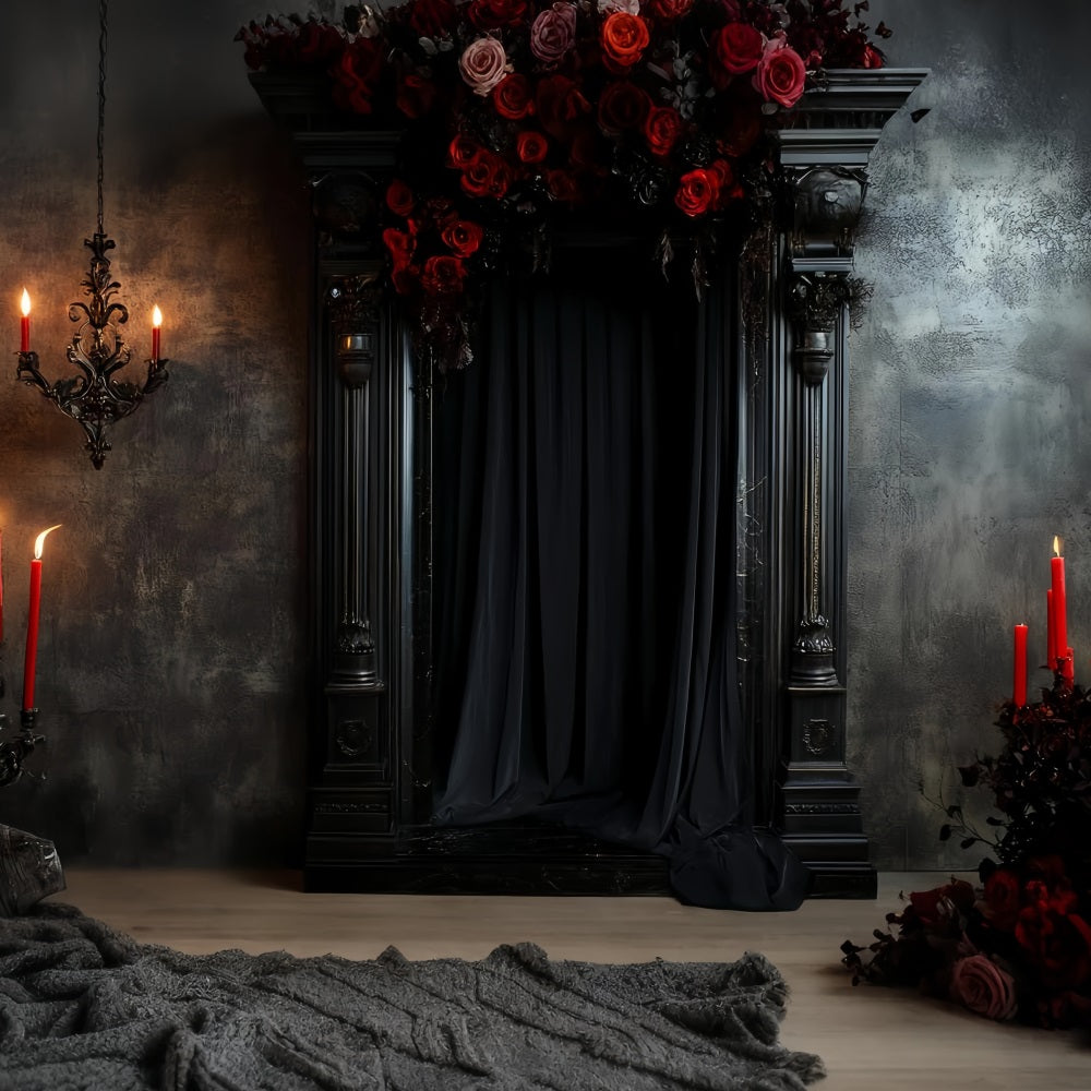 Sexy Boudoir Backdrop Gothic Black Candle Roses Boudoir Photo Backdrops UK CSH58-249
