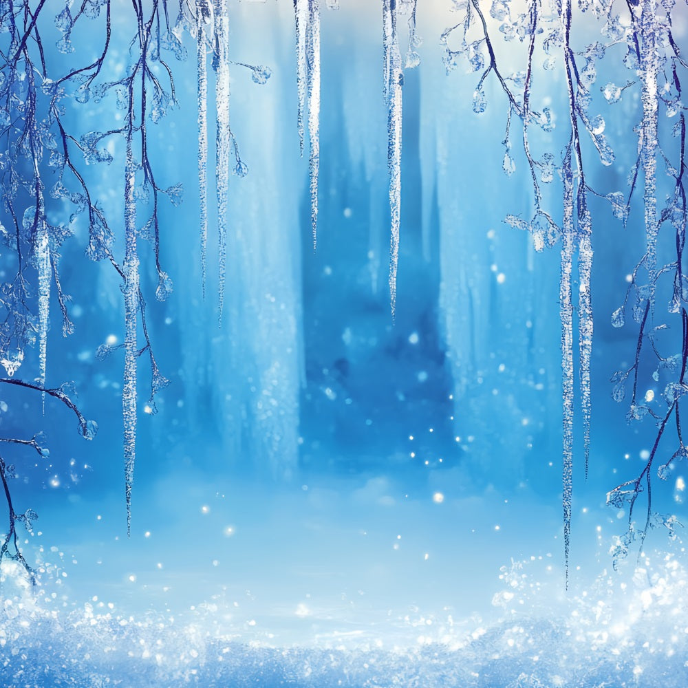 Frozen Backdrop Sparkling Icicle Canopy with Frosty Glow Winter wonderland Backdrop UK CSH58-31