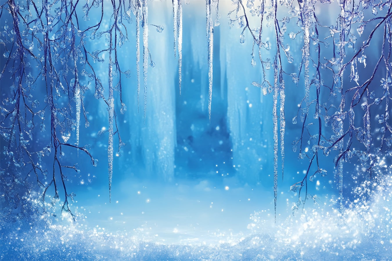 Frozen Backdrop Sparkling Icicle Canopy with Frosty Glow Winter wonderland Backdrop UK CSH58-31