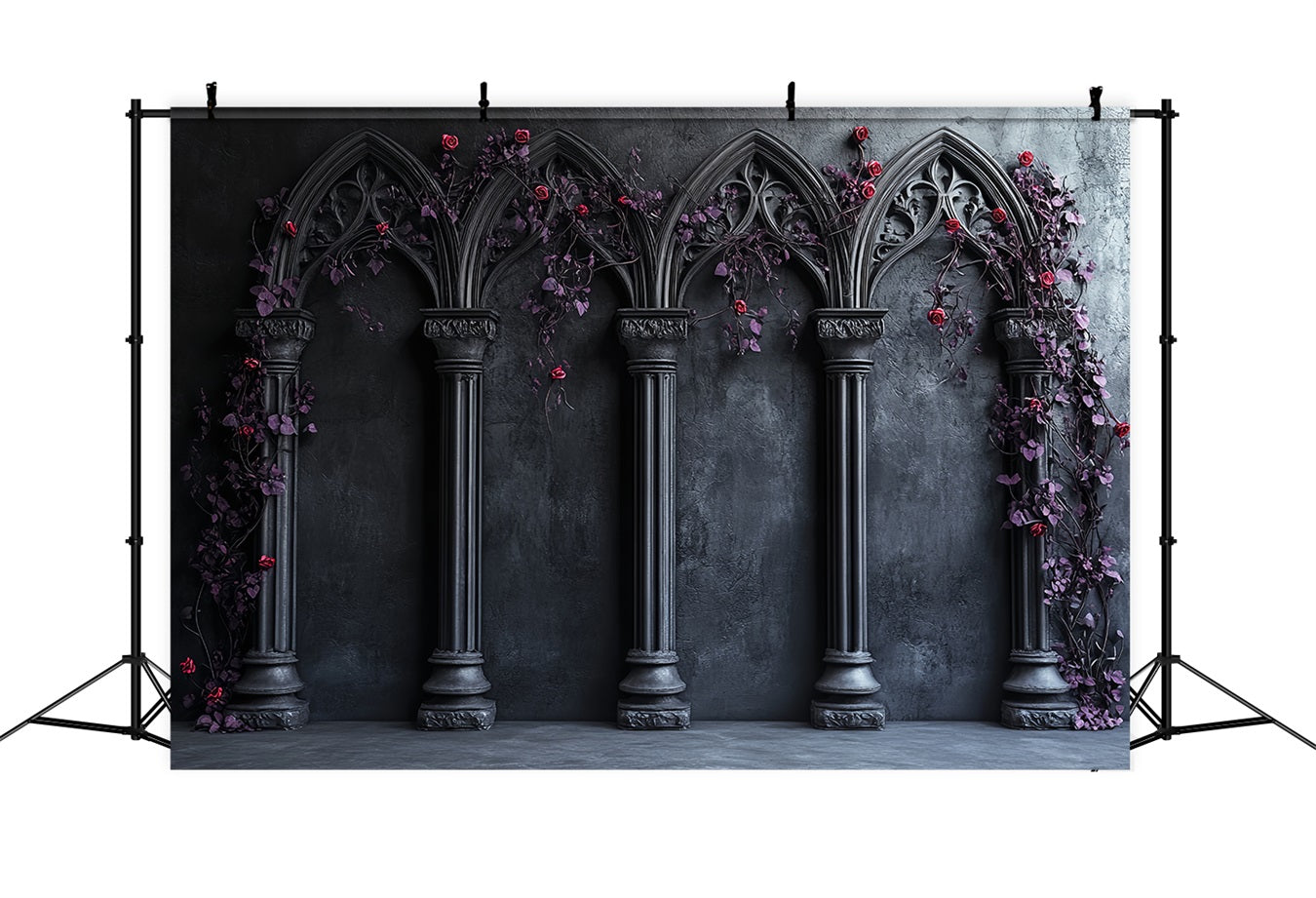 Gothic Backdrop Gothic Arches Crimson Roses Halloween Backdrops UK CSH58-50