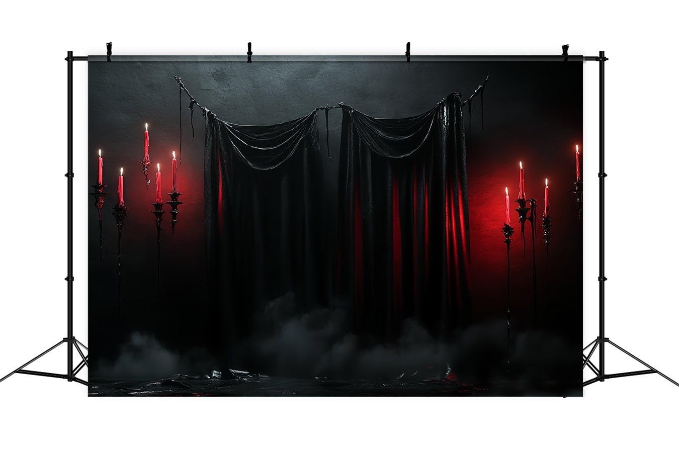 Gothic Backdrop Dark Drapes Red Candles Halloween Photography Backdrop UK CSH58-51