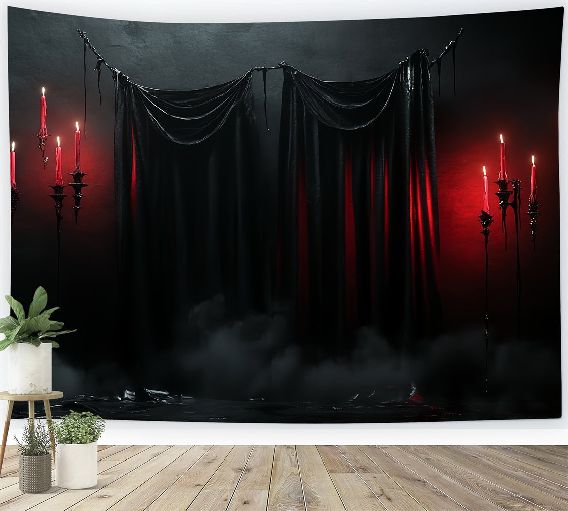 Gothic Backdrop Dark Drapes Red Candles Halloween Photography Backdrop UK CSH58-51