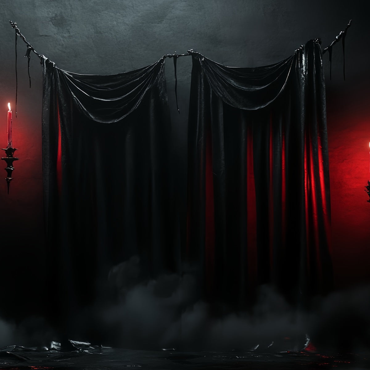 Gothic Backdrop Dark Drapes Red Candles Halloween Photography Backdrop UK CSH58-51