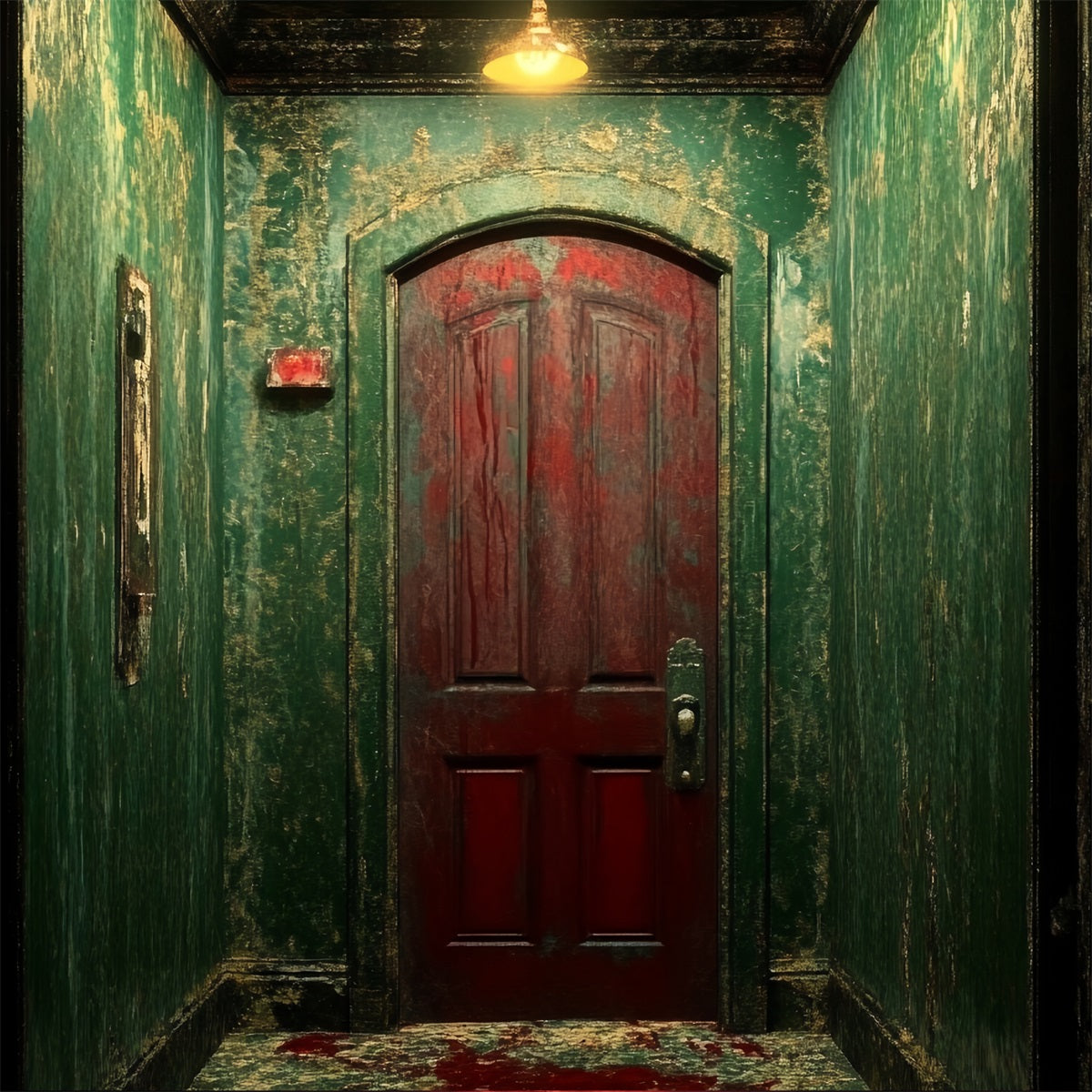 Spooky Backdrop Distressed Green Red Door Halloween Picture Backdrop UK CSH58-56