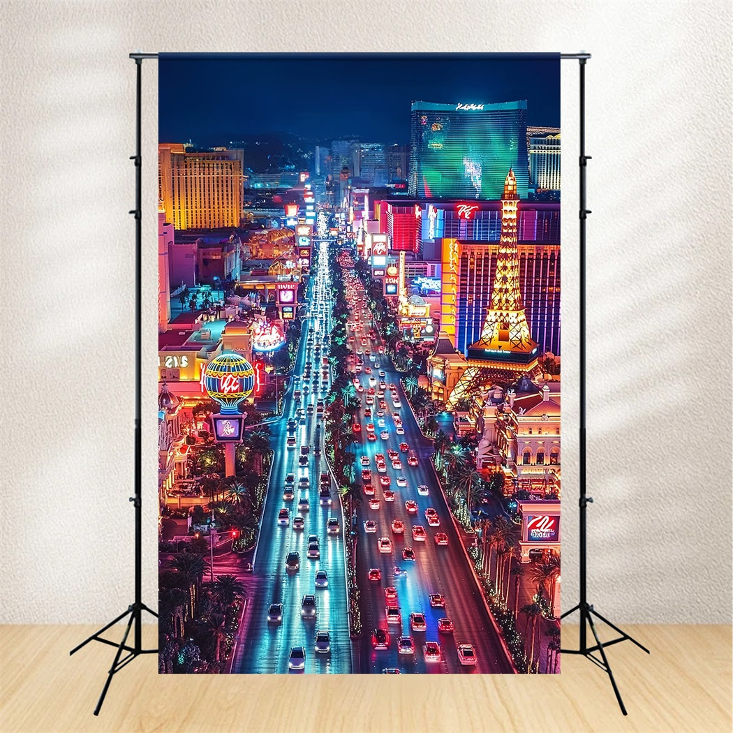 Las Vegas Backdrop City of Night Overlook Traffic Vegas Photo Backdrop UK CSH58-6
