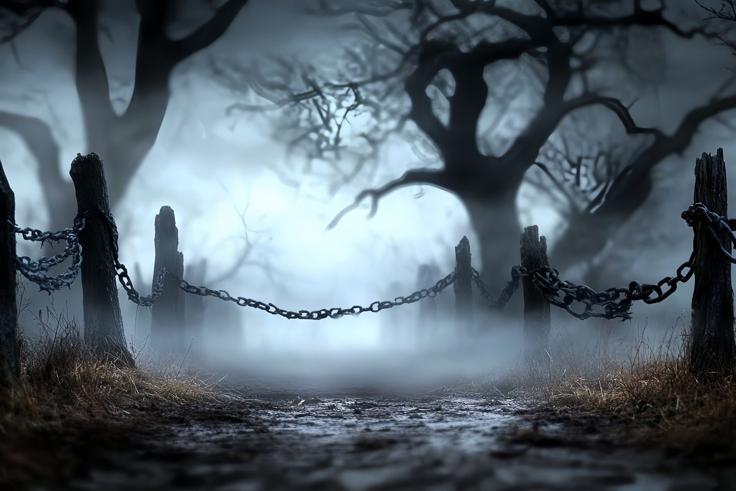 Dark Backdrop Fog Chains Haunted Path Halloween Backdrop Ideas UK CSH58-78