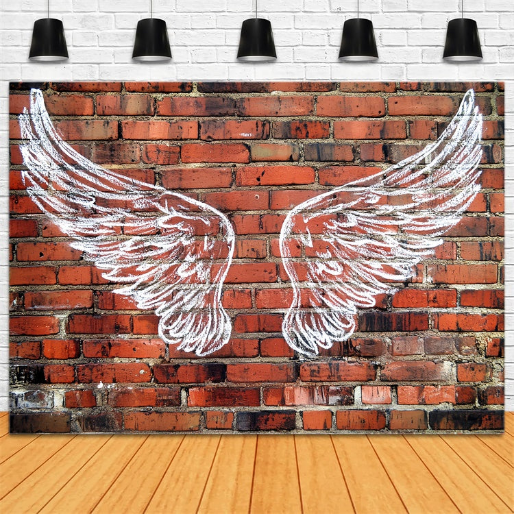 Red Brick Backdrop Angel Wings Street Art Backdrop UK CSH6-139