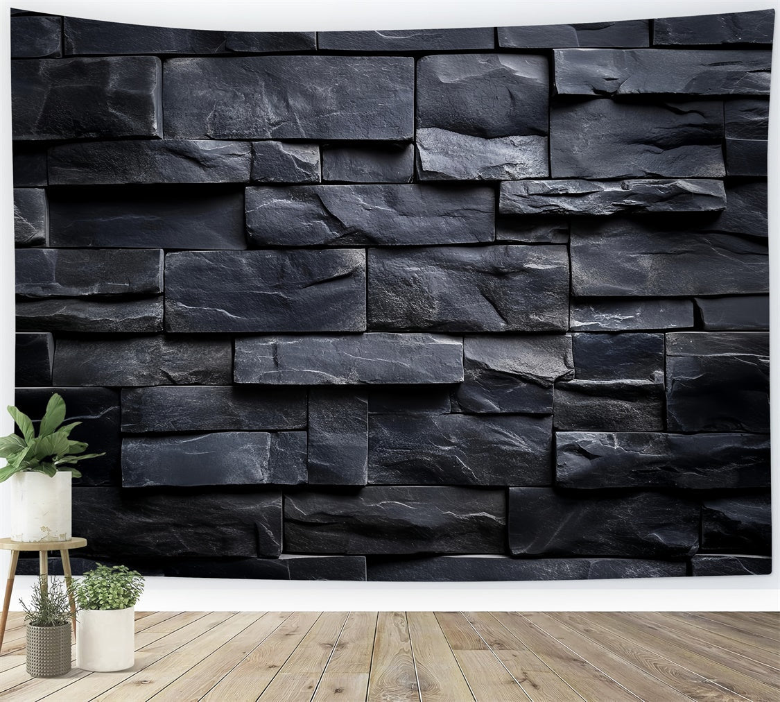 Black Brick Backdrop Charcoal Stone Texture Backdrop UK CSH6-144
