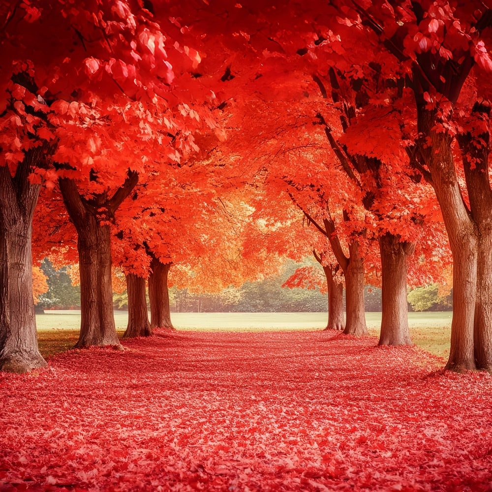 Forest Photo Backdrop Crimson Maple Trail Autumn Backdrop UK CSH6-192
