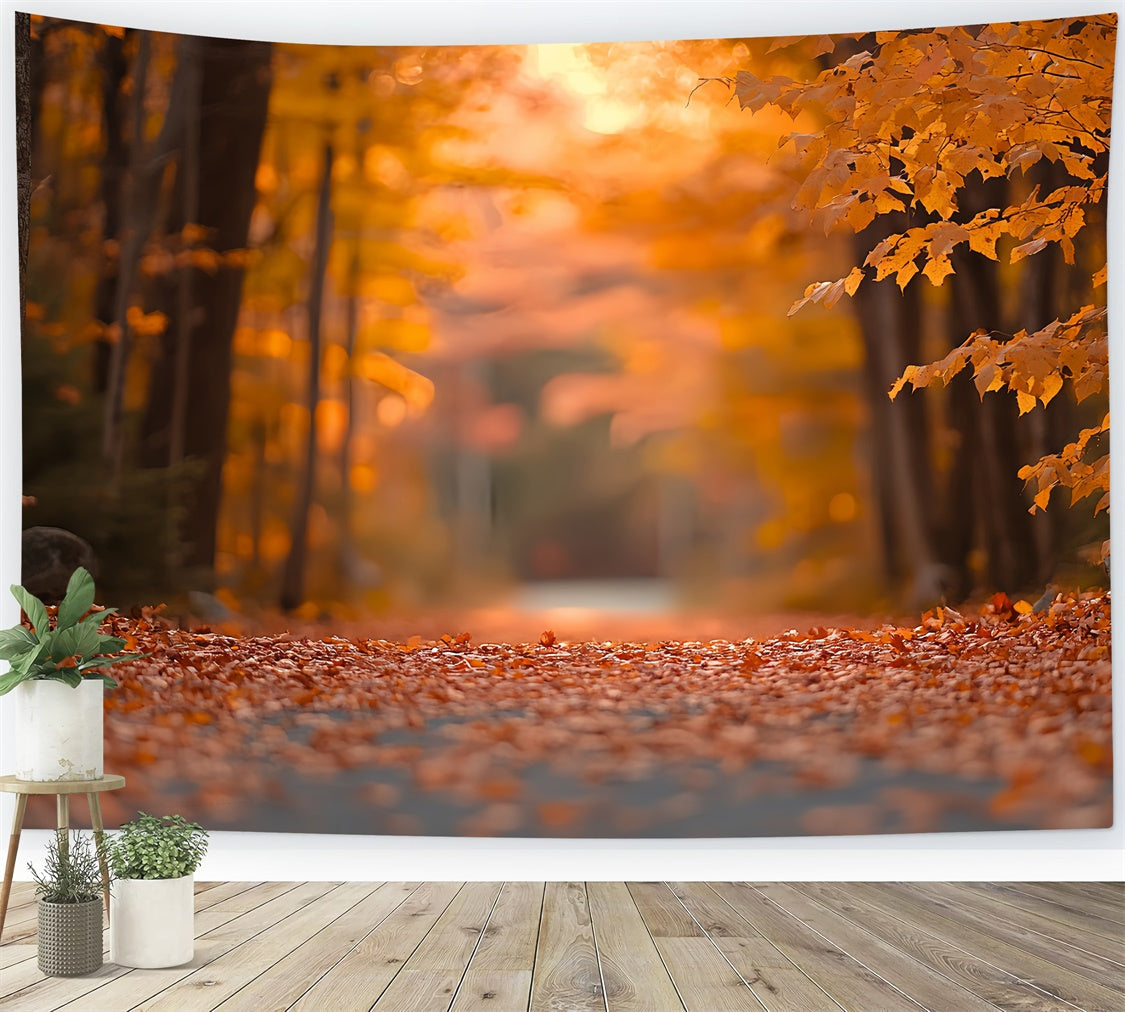 Fall Leaves Backdrop Tranquil Autumn Path Forest Backdrop UK CSH6-230