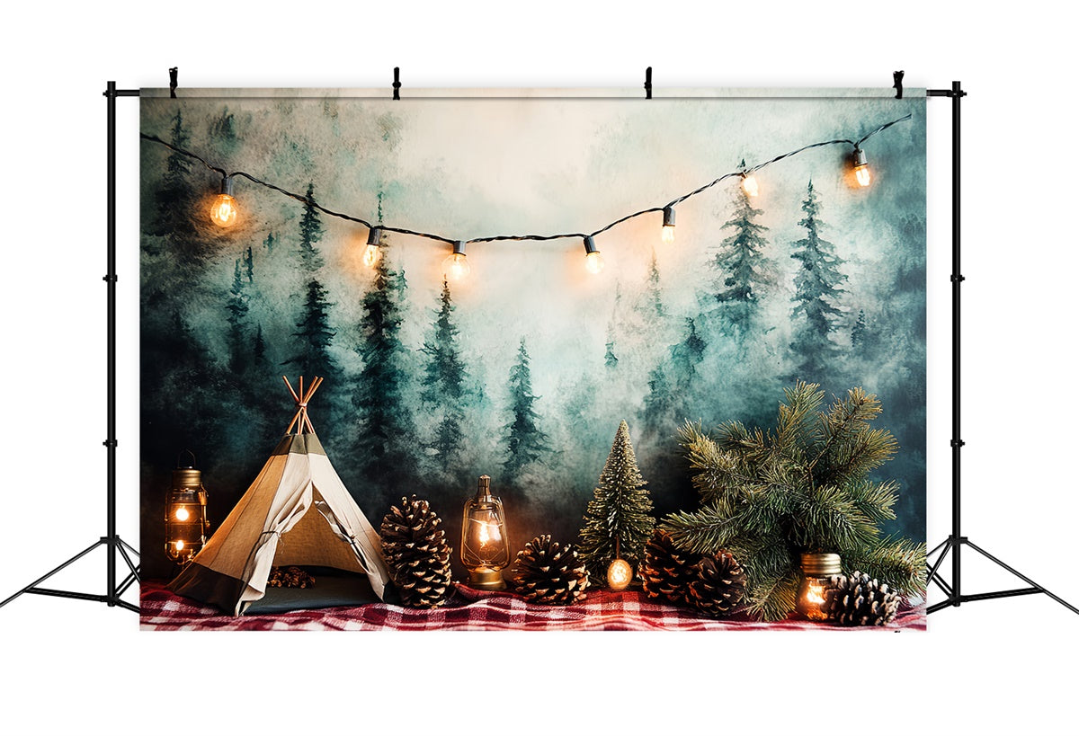 Smash Cake Backdrop Woodland Tent Fairy Lights Backdrop UK CSH6-291