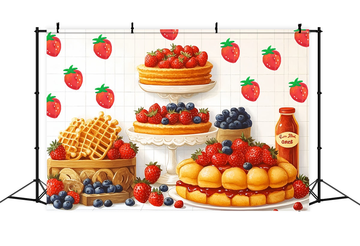 Birthday Backdrops Strawberry Waffle Delight Backdrop UK CSH6-300