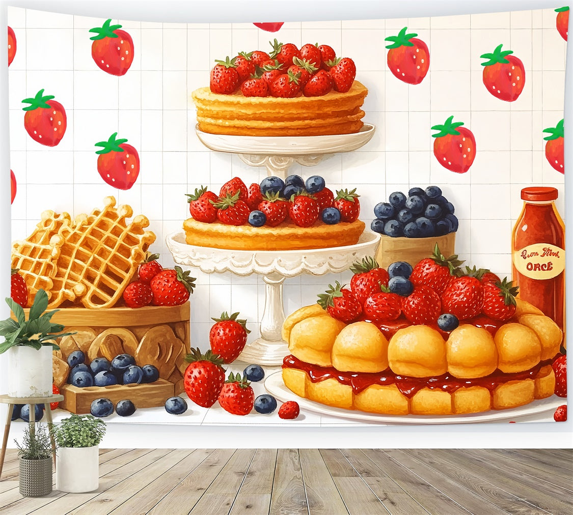 Birthday Backdrops Strawberry Waffle Delight Backdrop UK CSH6-300