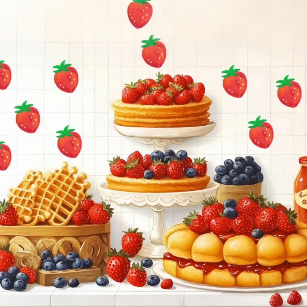 Birthday Backdrops Strawberry Waffle Delight Backdrop UK CSH6-300