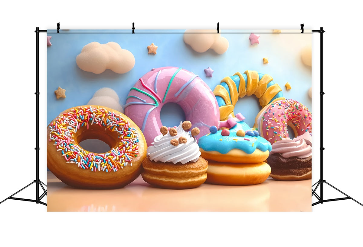 Cake Smash Photography Backdrop Sweet Donut Cloud Backdrop UK CSH6-307