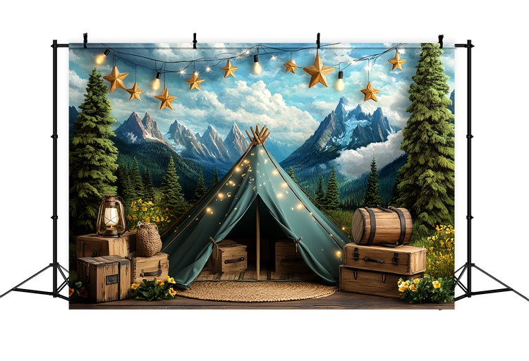Cake Smash Backdrop Starry Mountain Camp Backdrop UK CSH6-308