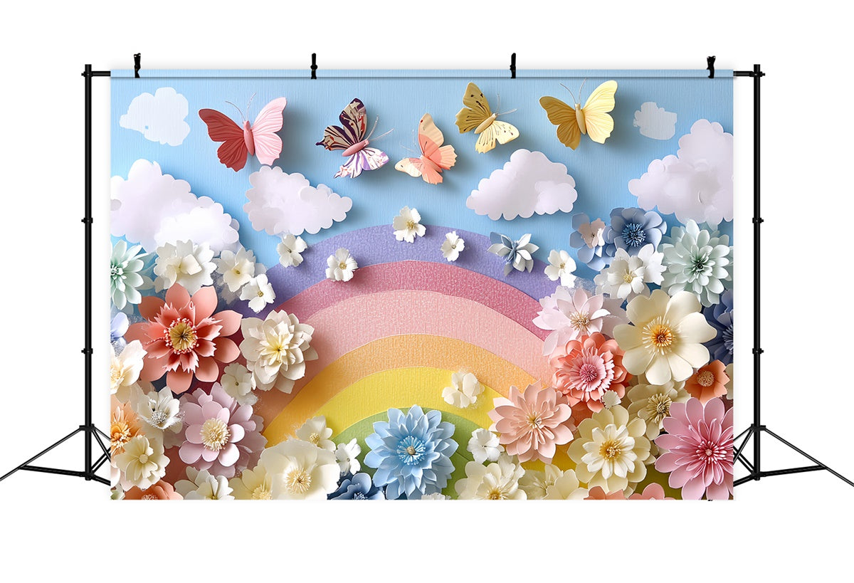 Smash Cake Backdrop Floral Fantasy Butterfly Backdrop UK CSH6-310