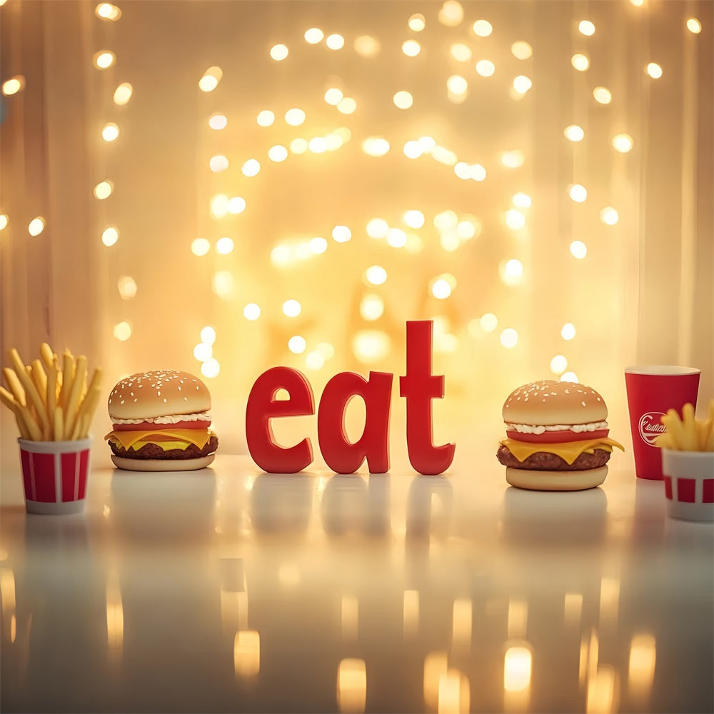 Cake Smash Backdrops Burger Fries Glow Backdrop UK CSH6-314