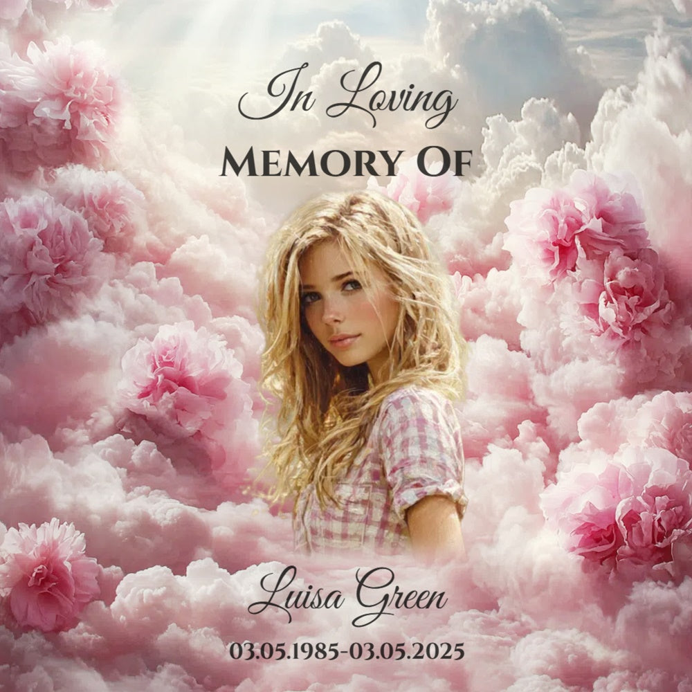 Memorial Backdrop Pink Peony Memory Clouds Customized Backdrop UK CSH6-341