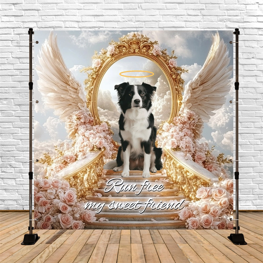 Memorial Backdrop Ideas Run Free Angel Pup Customized Backdrop UK CSH6-343