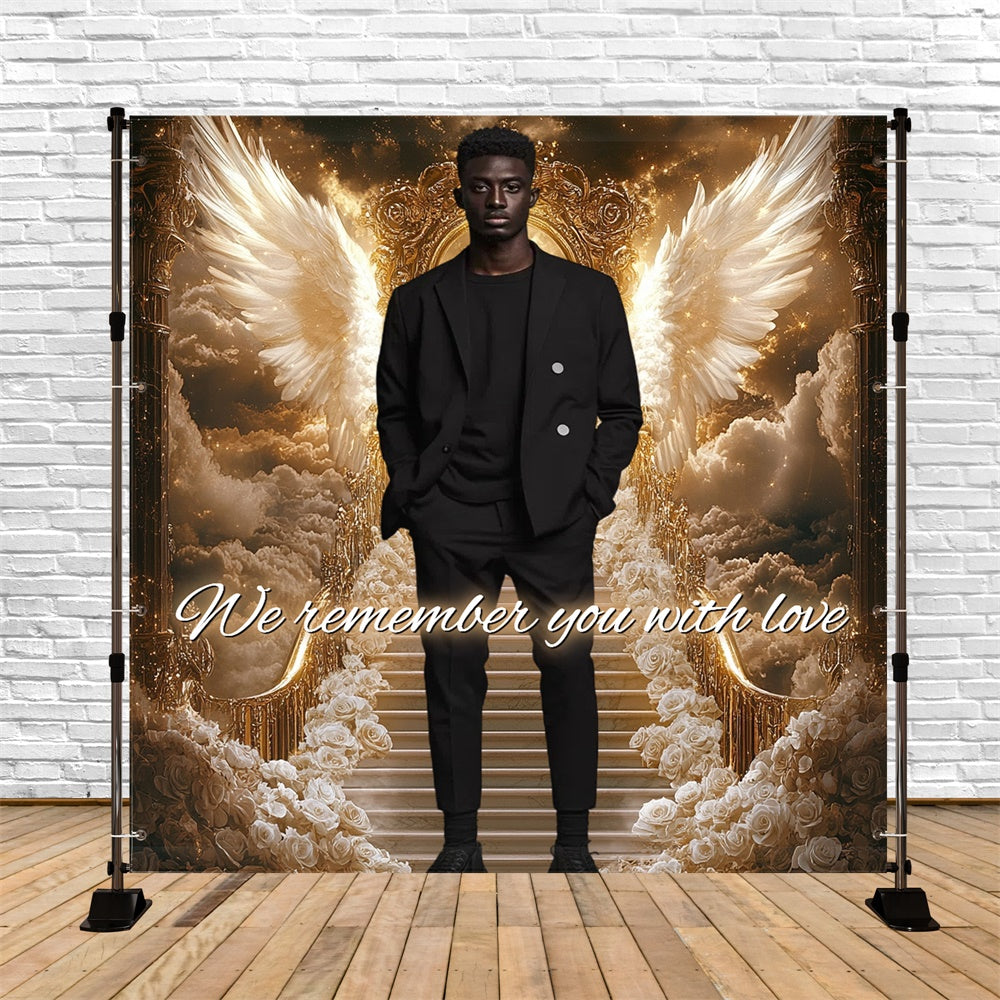 Memorial Backdrop Ideas Golden Sky Tribute Custom Backdrop UK CSH6-352