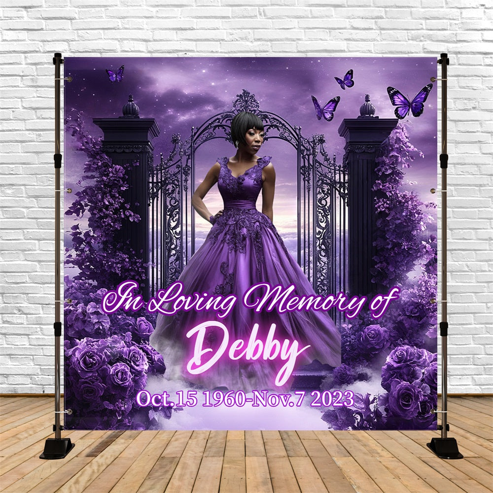 Memorial Backdrop Ideas Purple Bloom Angel Custom Backdrop UK CSH6-360