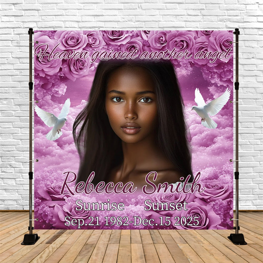 Memorial Backdrops Pink Roses Sky Farewell Customized Backdrop UK CSH6-366