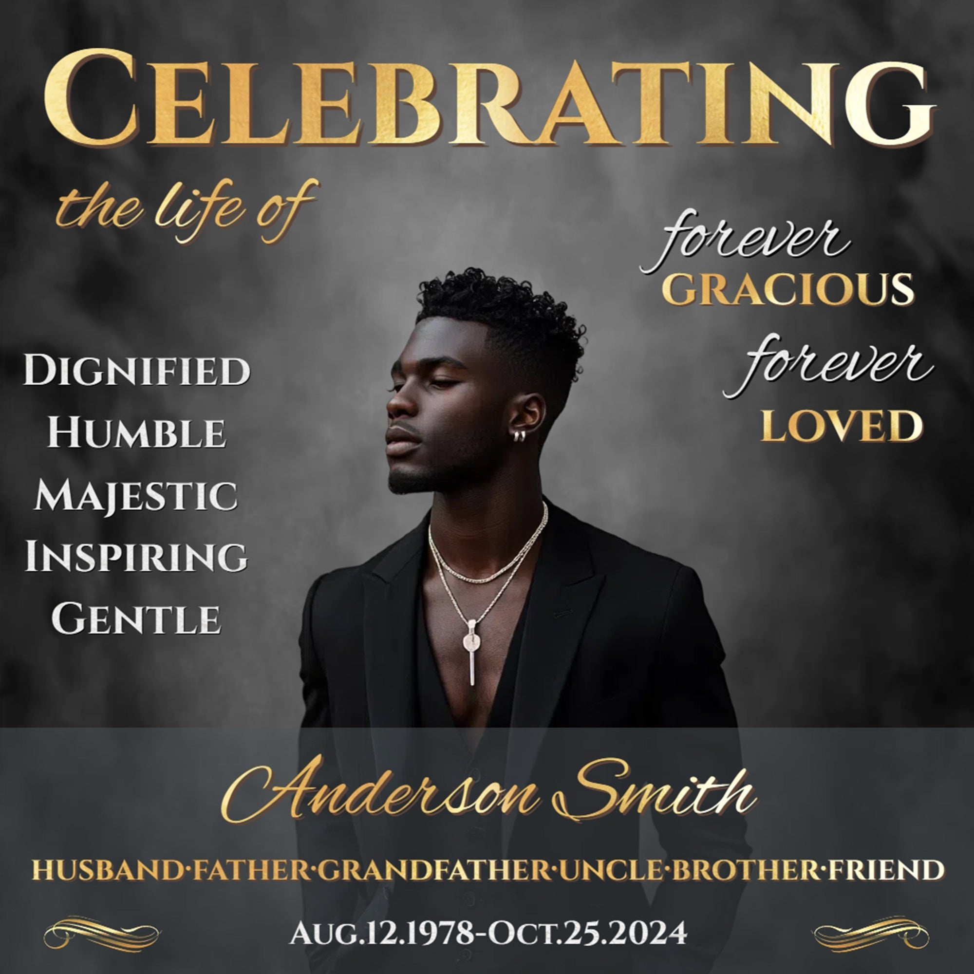 Memorial Backdrop Ideas Black Gold Honor Customized Backdrop UK CSH6-369