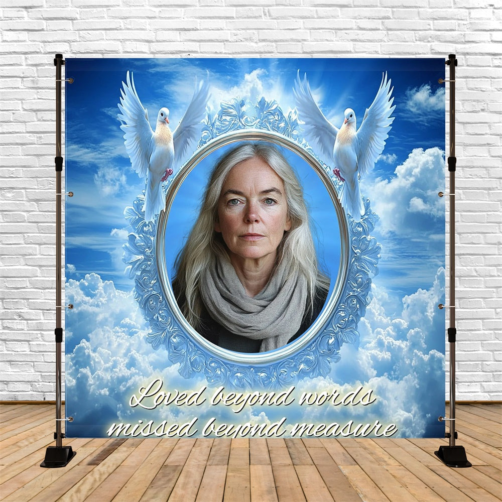 Memorial Backdrop Forever Blue Horizon Personalized Backdrop UK CSH6-375