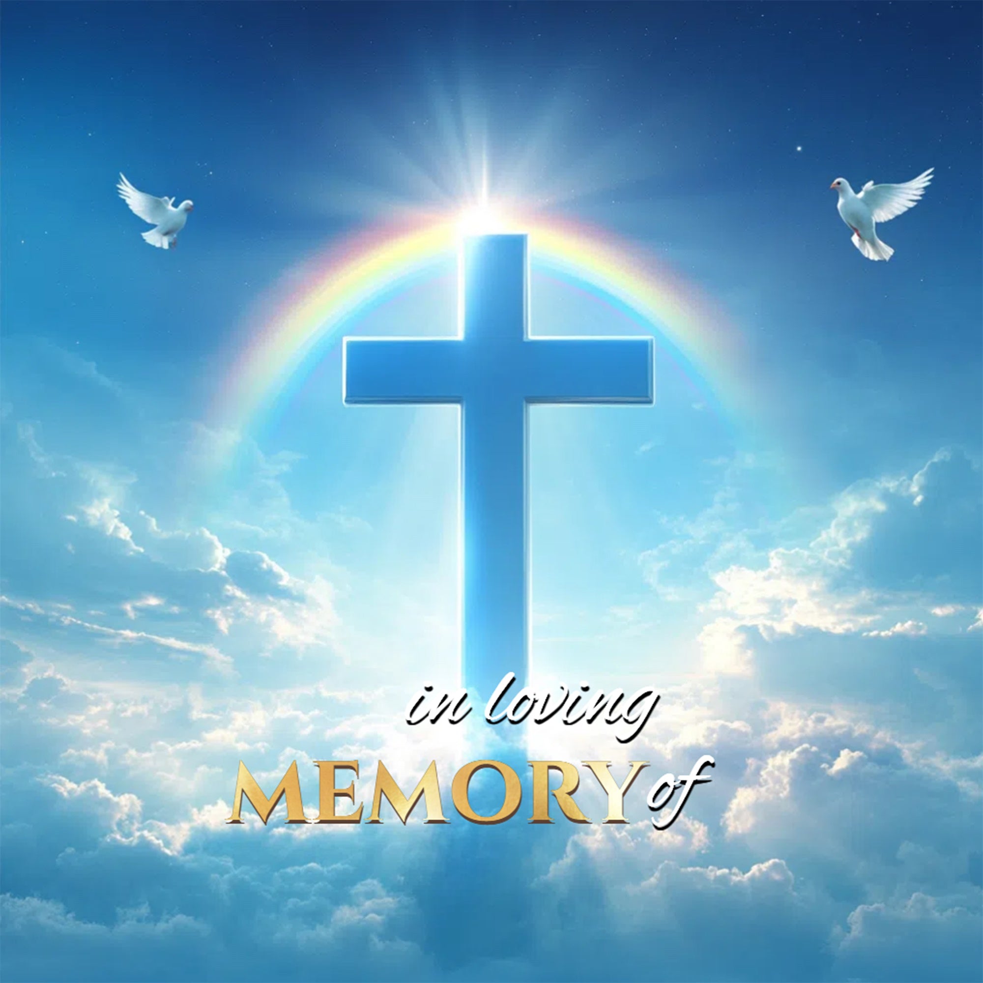 Memorial Backdrops Rainbow Cross Glory Personalized Backdrop UK CSH6-381