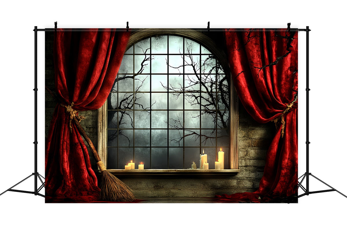 Halloween Picture Backdrop Window Moonlit Night Backdrop UK CSH6-74