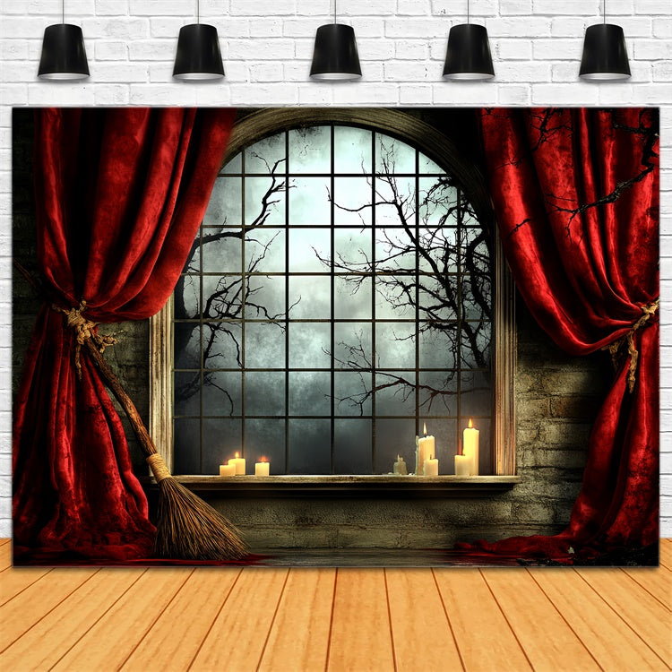 Halloween Picture Backdrop Window Moonlit Night Backdrop UK CSH6-74