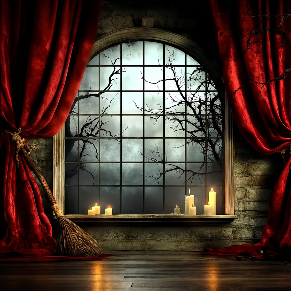 Halloween Picture Backdrop Window Moonlit Night Backdrop UK CSH6-74