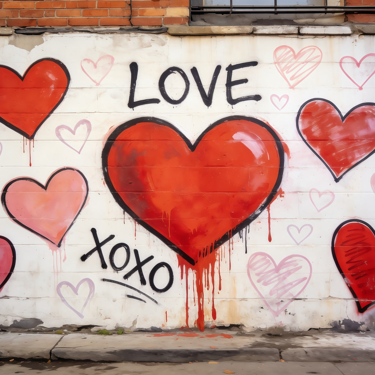 Graffiti Wall Valentine Backdrop Urban Love Heart Valentine's Day Photo Backdrop UK CSH61-105