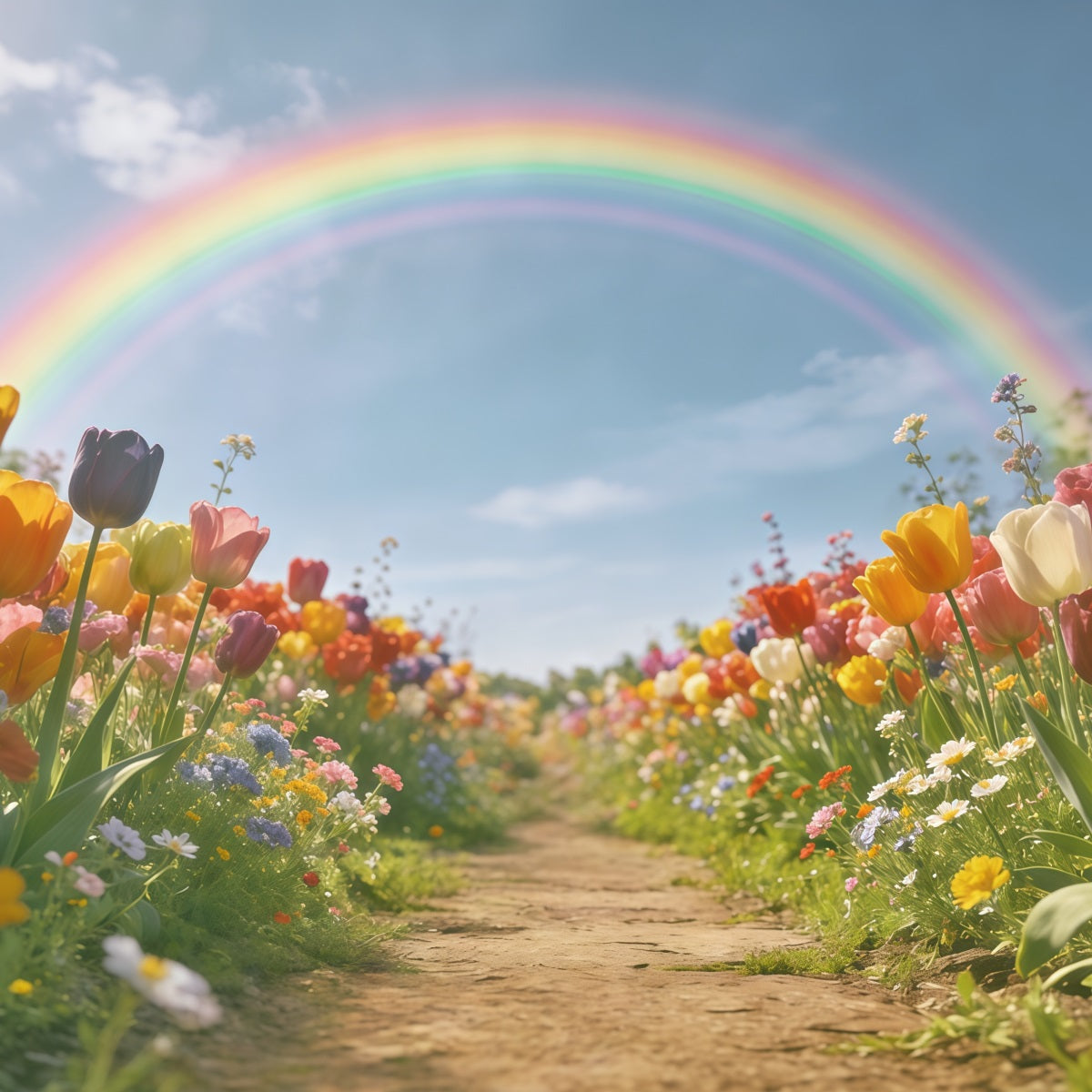 Spring Garden Backdrop Rainbow Tulip Floral Path Backdrops Floral UK CSH61-123