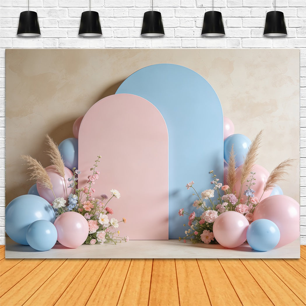 Pampas Grass Photo Backdrop Pastel Arch Balloons Floral Backdrops Spring UK CSH61-126