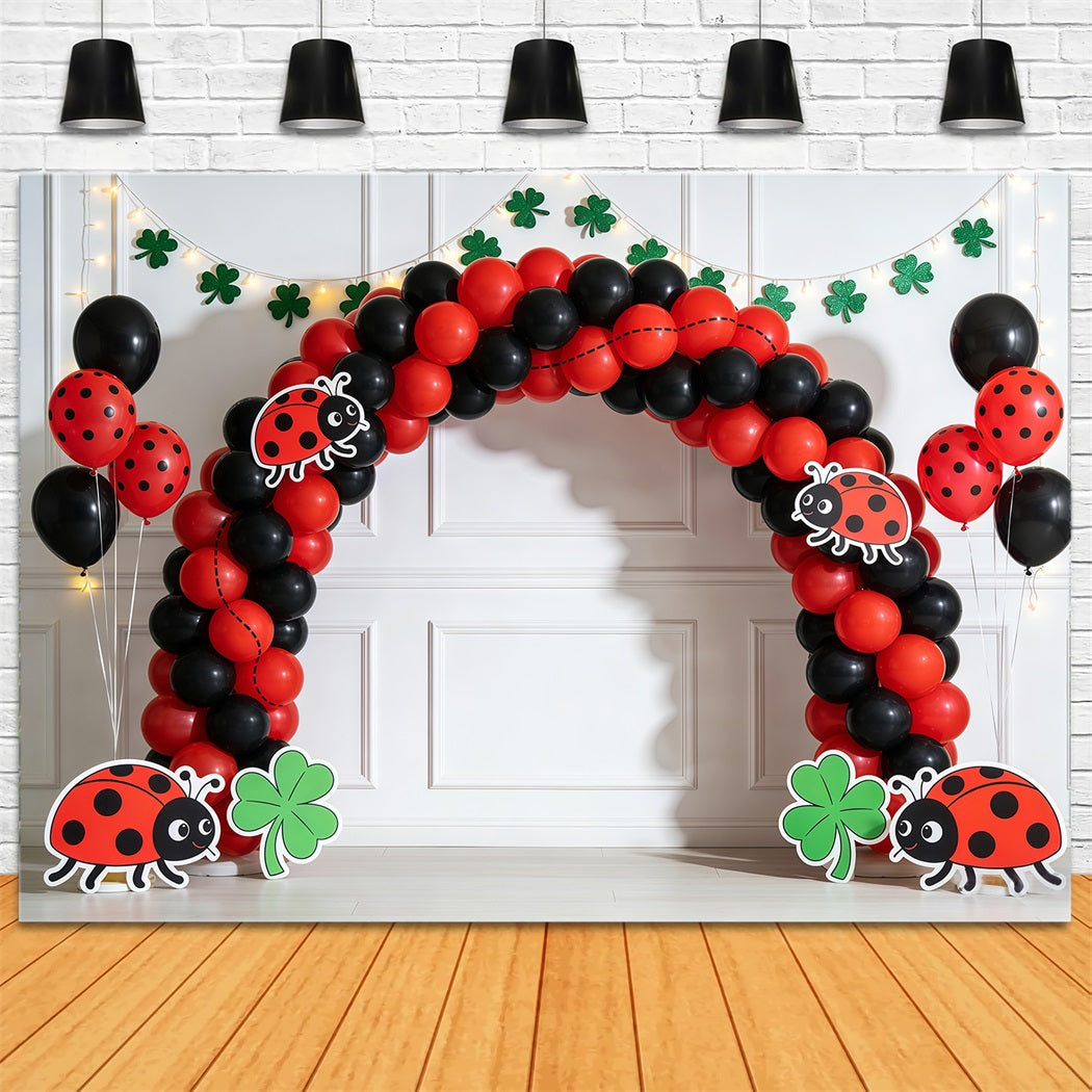 Ladybug Backdrop Lucky Clover Balloon Arch Spring Backdrop For Photography UK CSH61-130