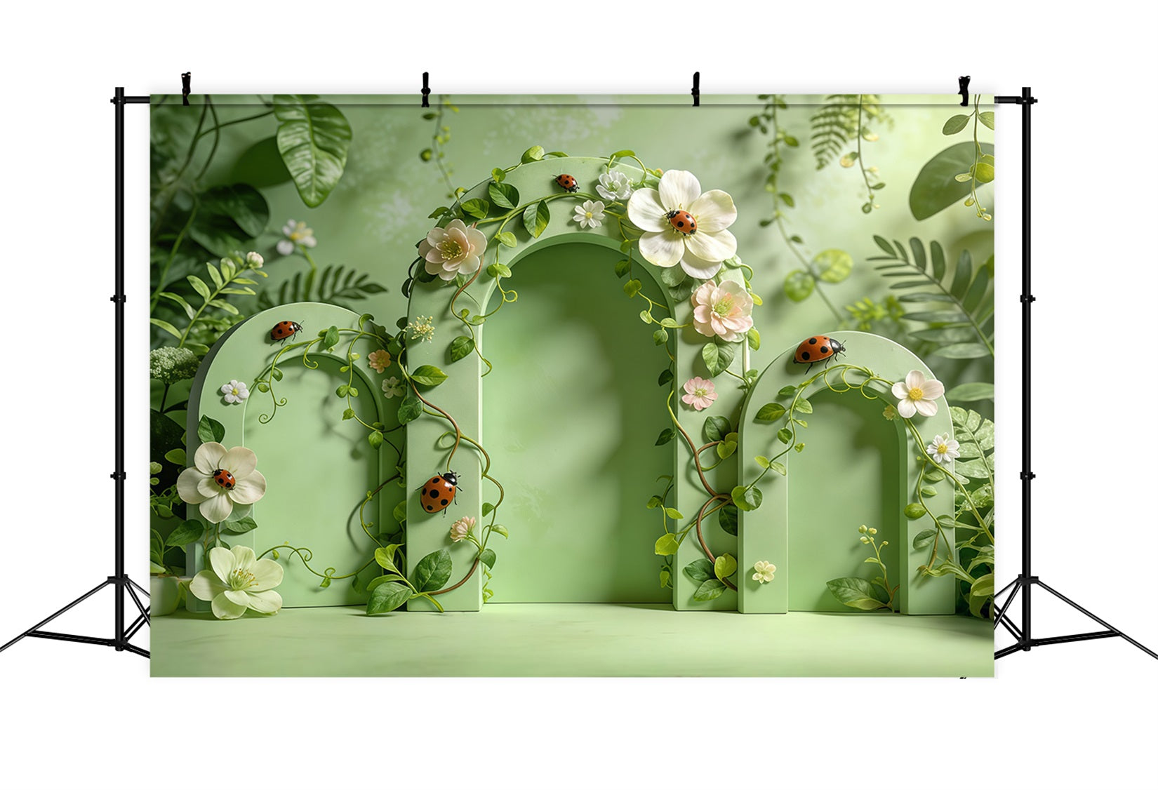 Lady Bug Backdrop Green Arch Door Floral Garden Spring Backdrops Ideas UK CSH61-147