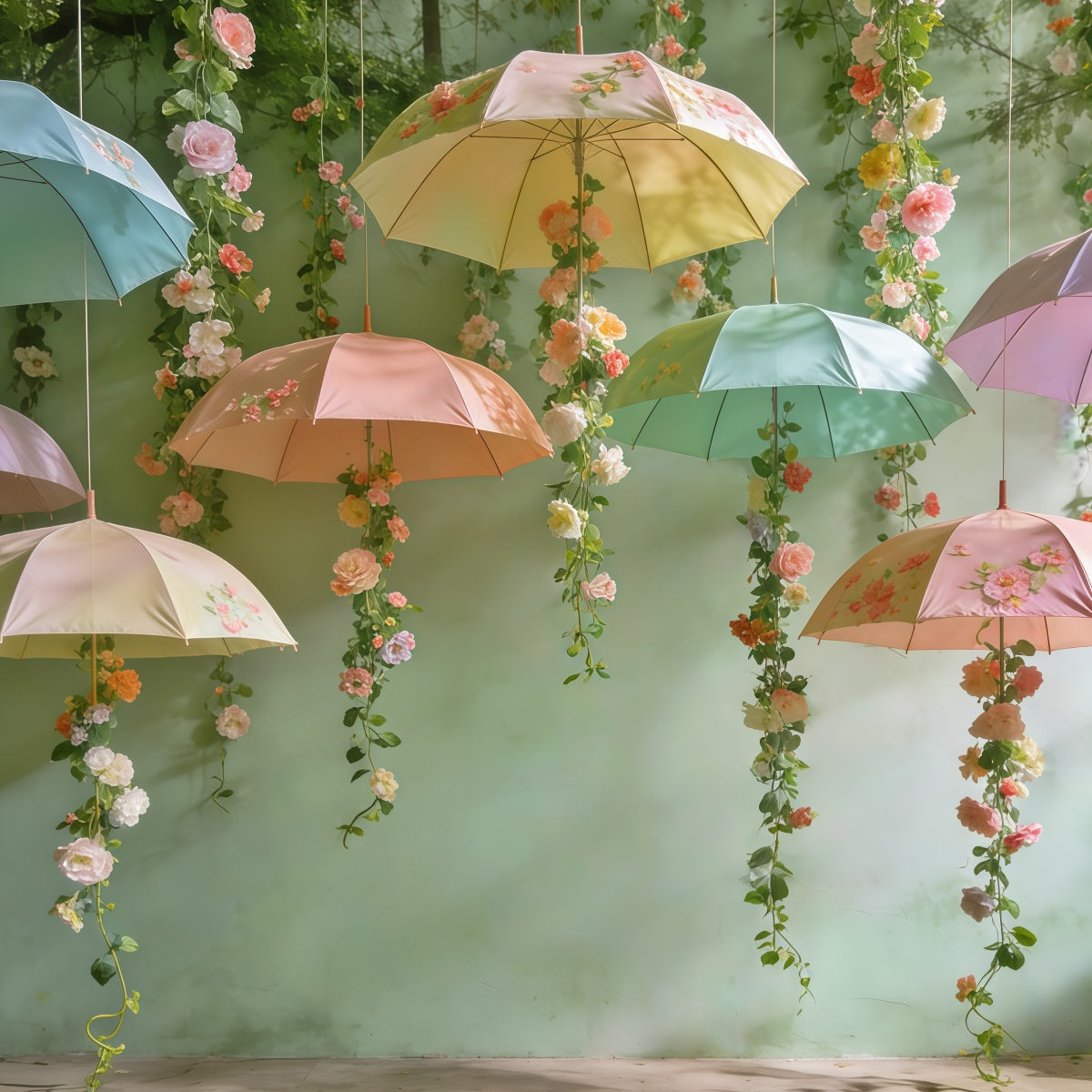Spring Break Backdrop Hanging Umbrella Blossom Canopy Spring Backdrop UK CSH61-148