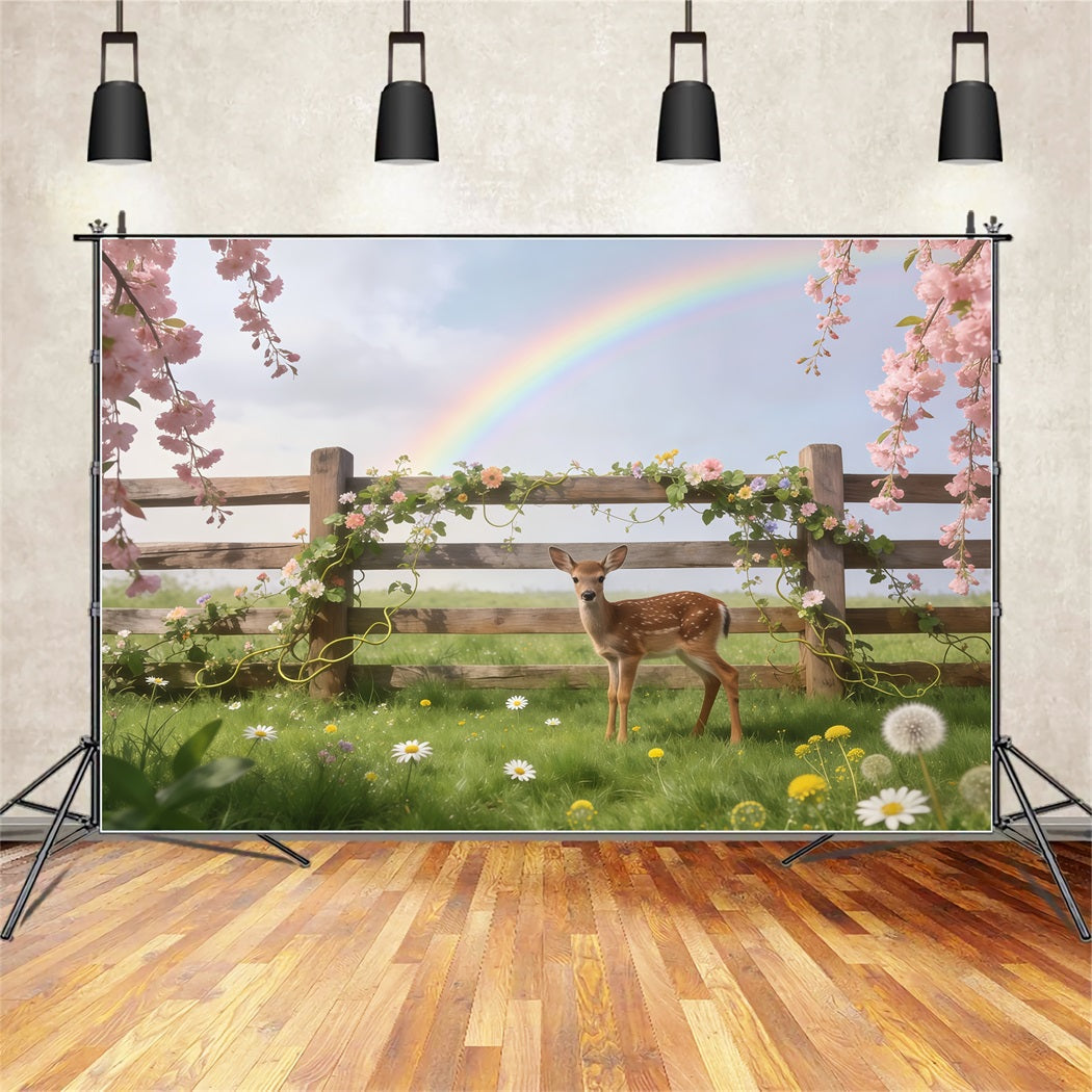 Lawn Fawn Spring Flowers Backdrop Meadow Fawn Rainbow Blossom Spring Backdrop Photography UK CSH61-157