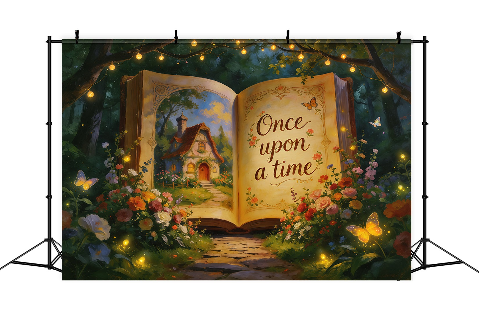 Spring Storybook Fairytale Backdrop Fairy Tale Book Garden Path Springtime Backdrops UK CSH61-168