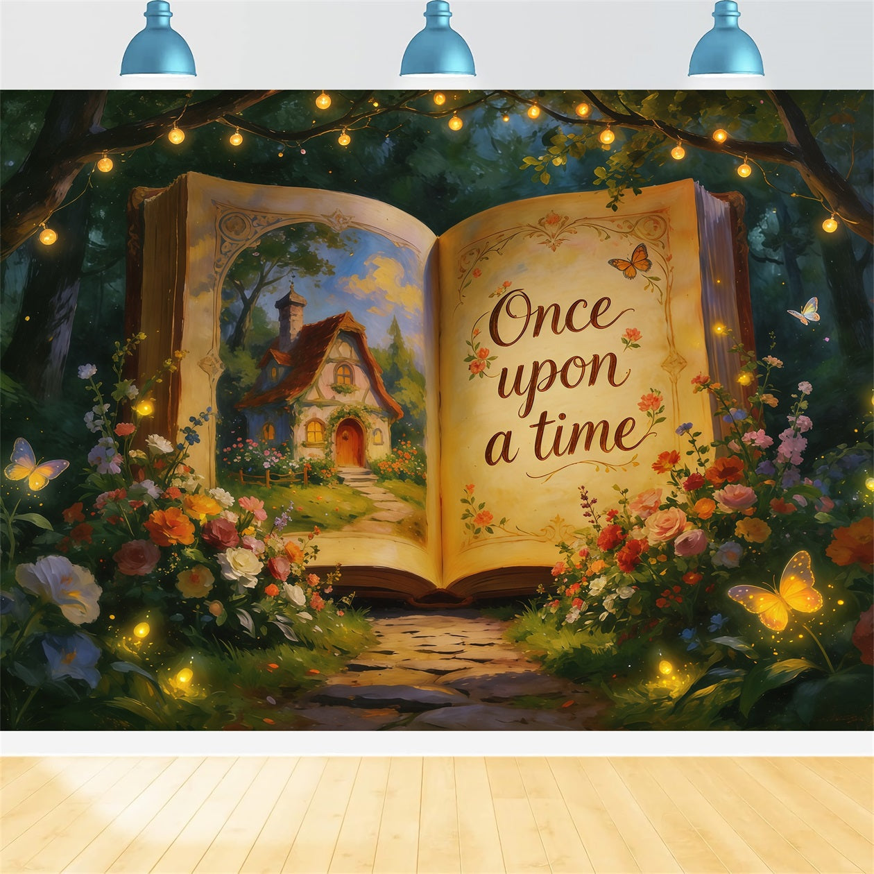 Spring Storybook Fairytale Backdrop Fairy Tale Book Garden Path Springtime Backdrops UK CSH61-168