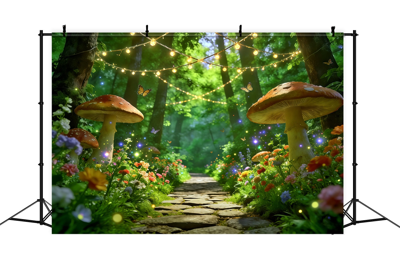 Spring Woodland Path Backdrop Enchanted Mushroom Light Path Spring Picture Backdrop UK CSH61-170