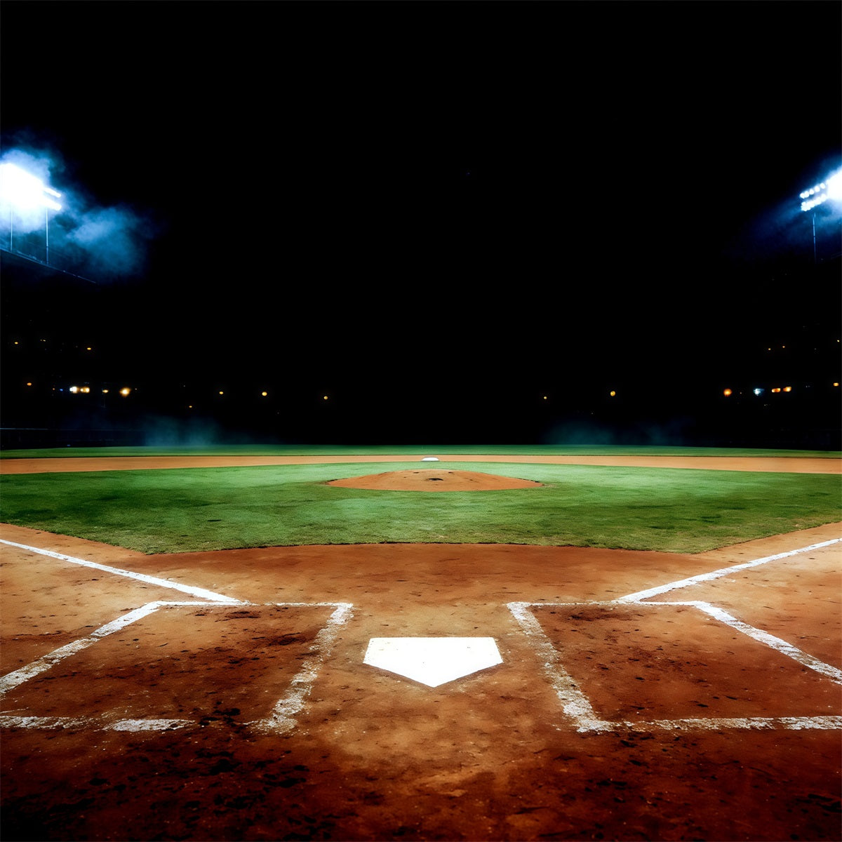 Baseball Field Backdrop Night Stadium Home Plate Sports Photo Backdrop UK CSH61-177
