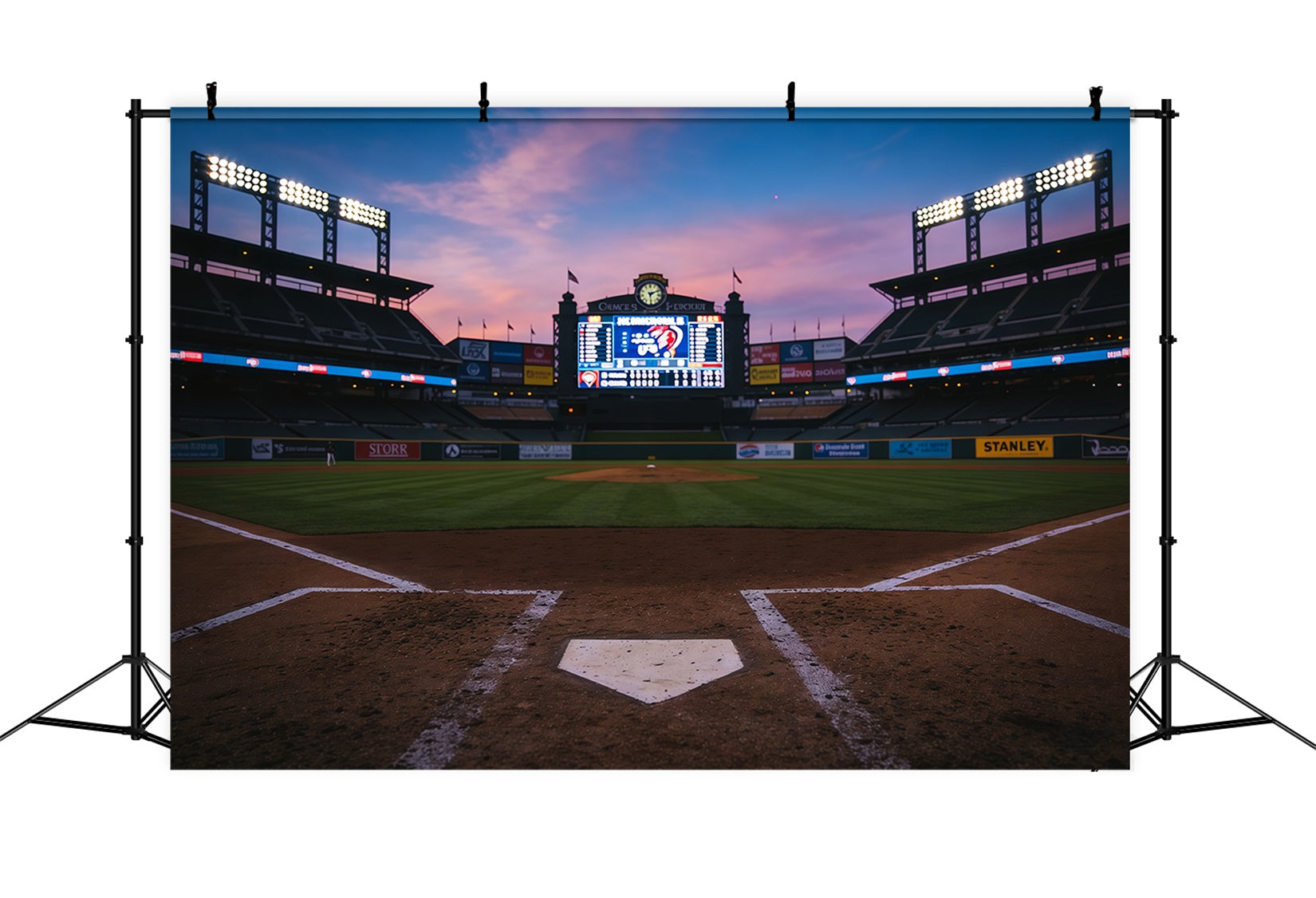Baseball Backdrops Twilight Stadium Scoreboard Glow Sports Backdrops For Photography UK CSH61-192