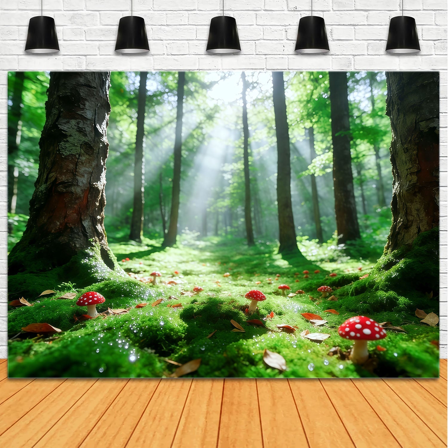 Woodland Forest Backdrop Sunbeam Moss Mushroom Glade Forest Backdrops For Photography UK CSH61-201